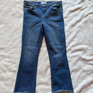 Free People Women’s Jeans Size 30 Medium Wash Bootcut Fringe Denim | GUC